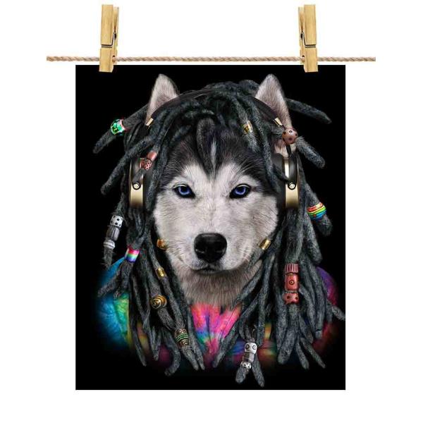 ポストカード ヒップホップ レゲエシベリアンハスキー 犬 いぬ by Fox