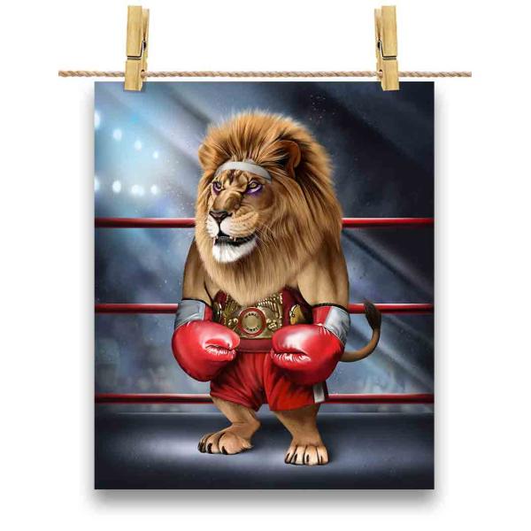 ポストカード ライオン ボクシング チャンピオン 筋肉 筋トレ by