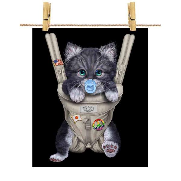 ポストカード グレー 猫 ねこ 抱っこ 抱っこ紐 おしゃぶり by