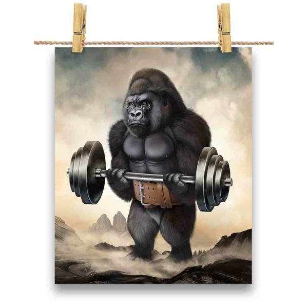 ポスター A2 ゴリラ 筋トレ 筋肉 ウエイトリフティング by Fox