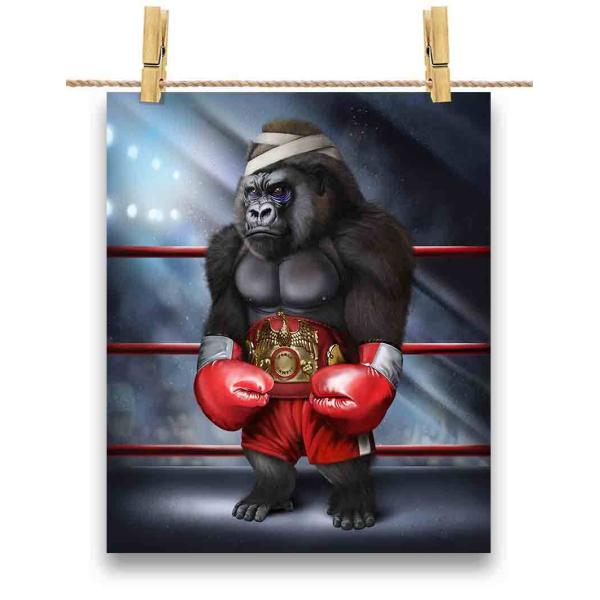 ゴリラページ ポスター A2 ゴリラ ボクシング チャンピオン 筋肉 筋トレ by Fox