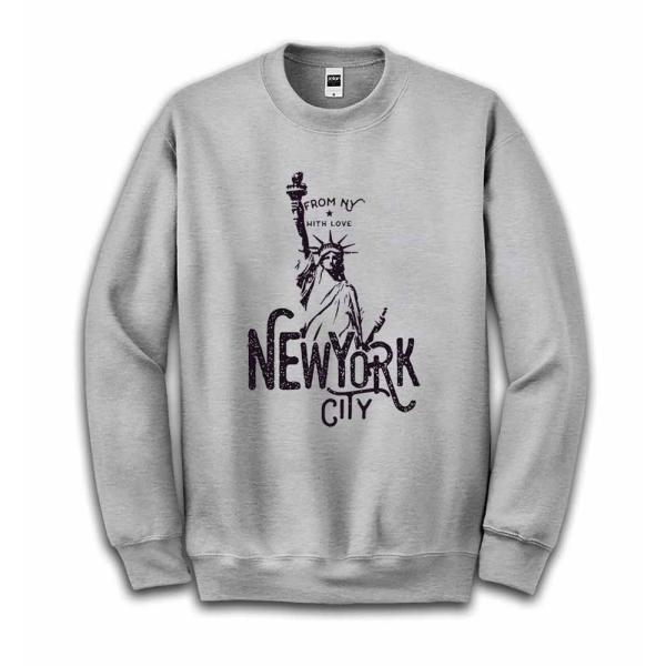 フード付きグレー スウェット NewYork 21 アメリカーナ 自由の女神・ニューヨーク】メンズ スウェット スエット トレーナー