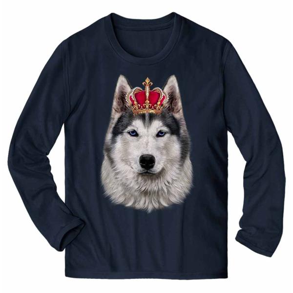 シベリアンハスキー ドッグ 犬 いぬ 王冠】メンズ 長袖 Tシャツ by Fox