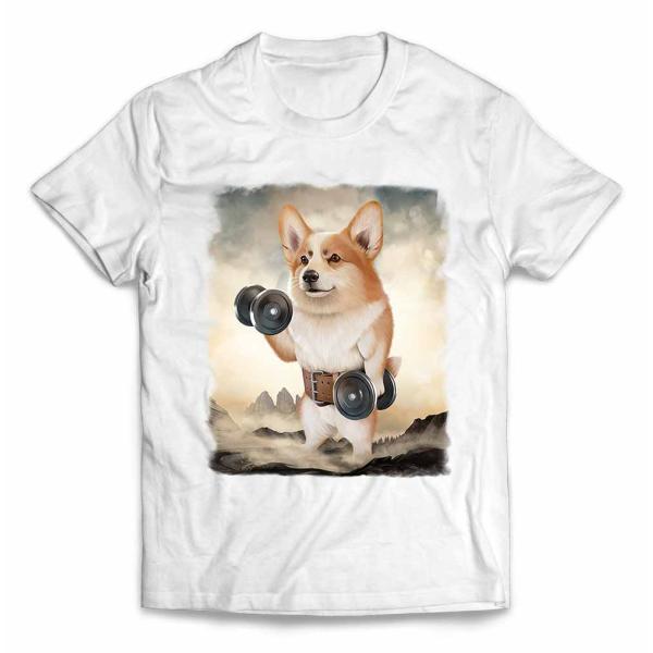 即購入⚪︎ SLEEPING DOG コーギー　ルームウェア　Tシャツ&パンツ メンズ Tシャツ 半袖 ウェルシュ・コーギー・いぬ 犬 ダンベル