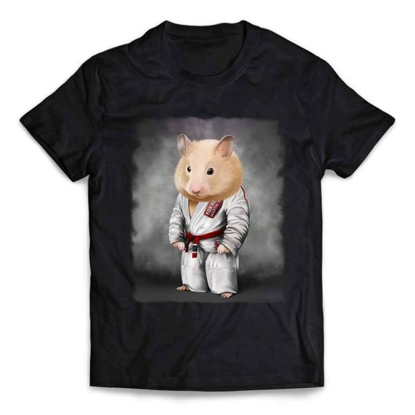 メンズ Tシャツ 半袖 ハムスター 白い柔道着 師匠 筋トレ チャンピオン