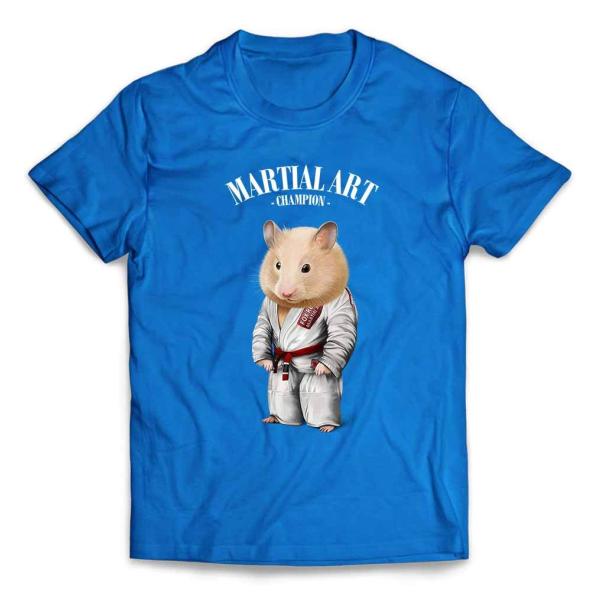 メンズ Tシャツ 半袖 ハムスター 白い柔道着 師匠 筋トレ チャンピオン