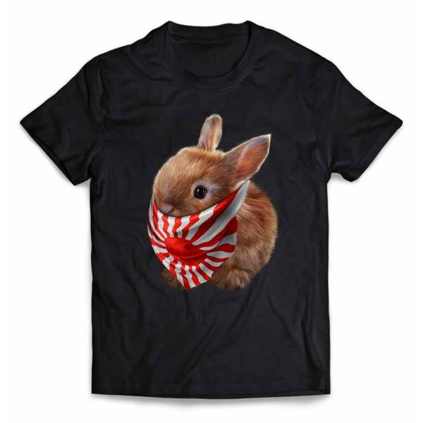 メンズ Tシャツ 半袖 うさぎ 兎 動物 バンダナ 日本 日の丸 by Fox