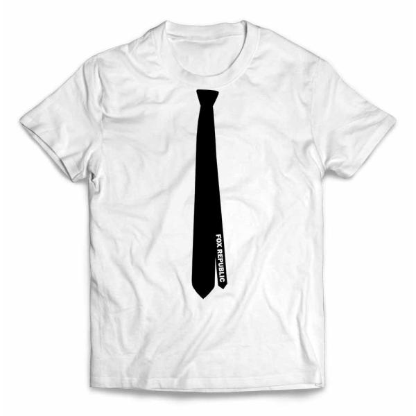 半袖ネクタイシャツ 古着 日本製 アート柄シルクネクタイ 楊柳透け感ポリシャツ foxrepublic_unisex-ss-tux16