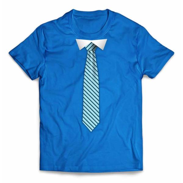 メンズ Tシャツ 半袖 水色ネクタイ スーツ だまし絵 コスチューム by