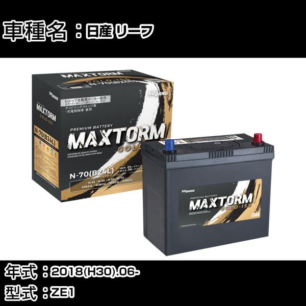 日産 リーフ 2018(H30).06-/ZE1 cc/EV 標準地・寒冷地 バッテリー 適合参考 MAXTORM GOLD-ISS N-70(B24L) 【H41001】