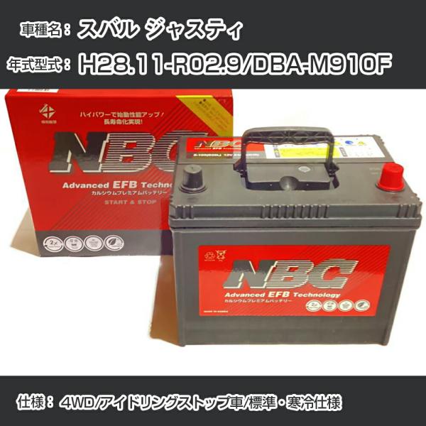 ≪スバル ジャスティ≫ H28.11-R02.9/DBA-M910F 4WD/アイドリングストップ車/標準・寒冷仕様 適合参考 NBCプレミアム M-55(B2