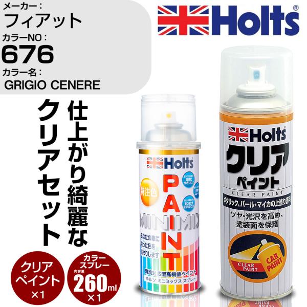 スプレーいろいろ Holts ペイントスプレー フィアット カラー番号 676 & クリア