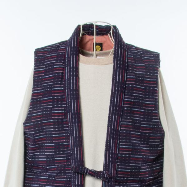 卓抜 宮田織物 綿入れ半纏 袖なし 冬芽ロングポンチョ 紫 袢天 レディース はんてん 日本製 メンズ ちゃんちゃんこ おしゃれ