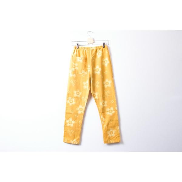 うなぎの寝床 もんぺ 久留米絣 花柄 薄手 イエロー パンツ おしゃれ アウトレット お洒落 メンズ 日本製 レディース