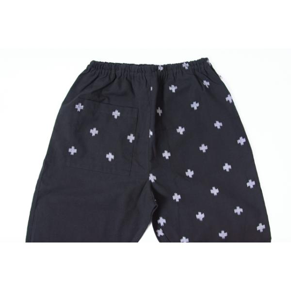 うなぎの寝床 もんぺ 久留米絣 十字模様 薄手 ブラック メンズ レディース 日本製 パンツ お洒落