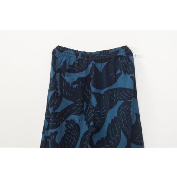 ★美品★うなぎの寝床★もんぺ　よつめ染布舎 Lsize高島ちぢみ手捺染　祈りの葉 ☆美品☆うなぎの寝床☆もんぺ よつめ染布舎 Lsize高島