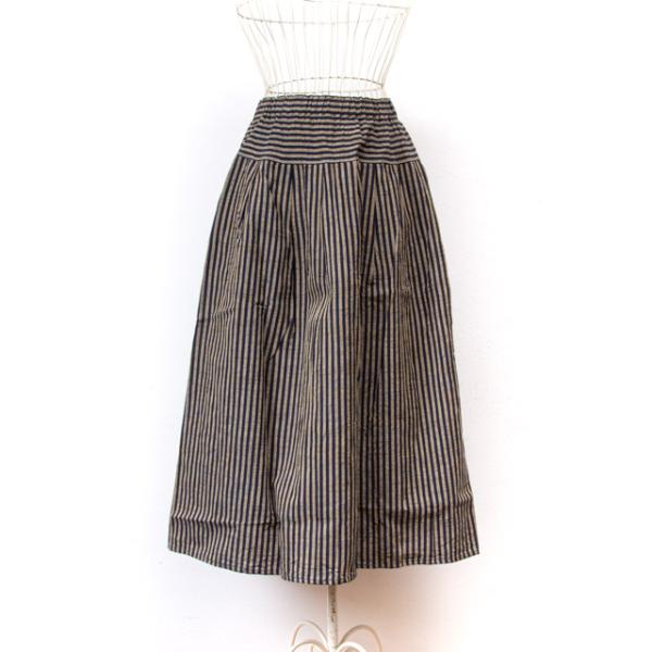 ヤンマ産業 会津木綿 タックスカート +5cm 棒縞 TAC-SK-5-K01 : FRANK