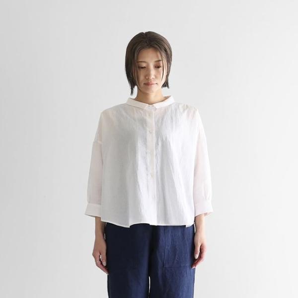 HUIS ハウス 8分袖ボタニカルコードレーンワイドブラウス（キンモクセイ）レディス