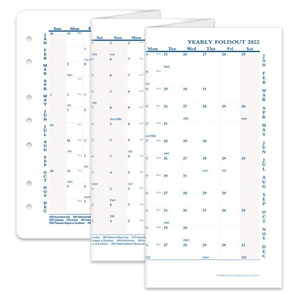 クラシックサイズ A5 変形サイズ リングタイプ用 7穴年間カレンダー 英語版22年1月始まり フランクリン プランナー公式通販 通販 Paypayモール