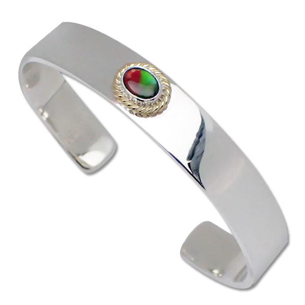 ブリッジ / Bridge 12mmプレーンバングル/6x8mm-A-アンモライト/K18ゴールド＆シルバーカップ(受注生産商品)