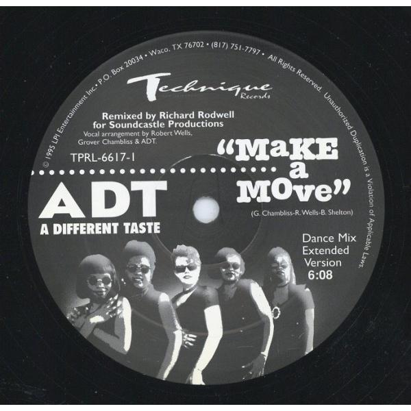 製造国 : US　　リリース年 : 1995　　レーベル : Technique Records　　品番 : TPRL 6617 1　　　　テキサス産女性5人グループA Different TasteことADTが'94にリリースしたデビュー...