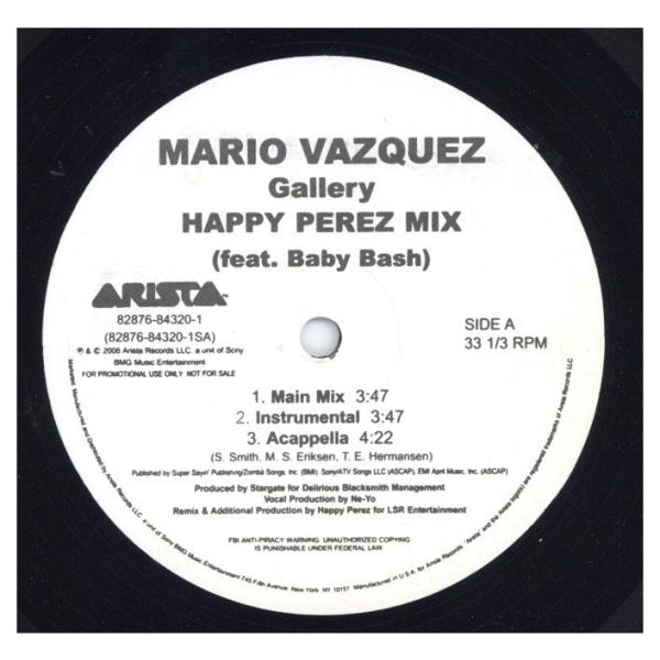 【レコード】MARIO VAZQUEZ - GALLERY (HAPPY PEREZ MIX) (RE) 12" US 2006年リリース