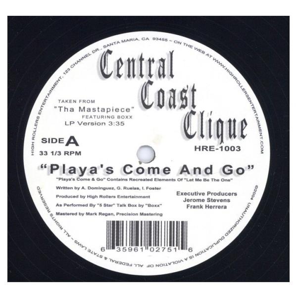 【レコード】CENTRAL COAST CLIQUE feat Boxx - PLAYA'S COME AND GO (PROMO) 12" US 2004年リリース