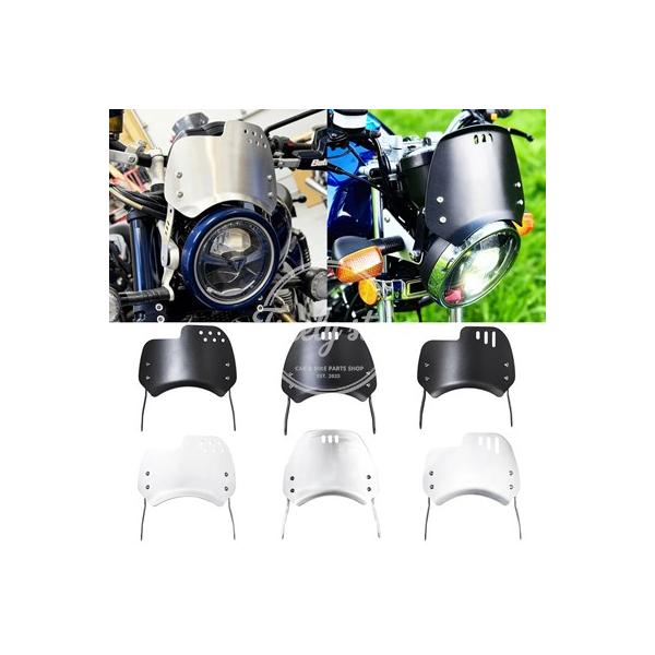 【並行輸入品】汎用バイクフロントガラスウインドスクリーンウインドディフレクターラウンドヘッドライトヤマハ XSR ハスクバーナ用トライアンフロイヤルエンフ