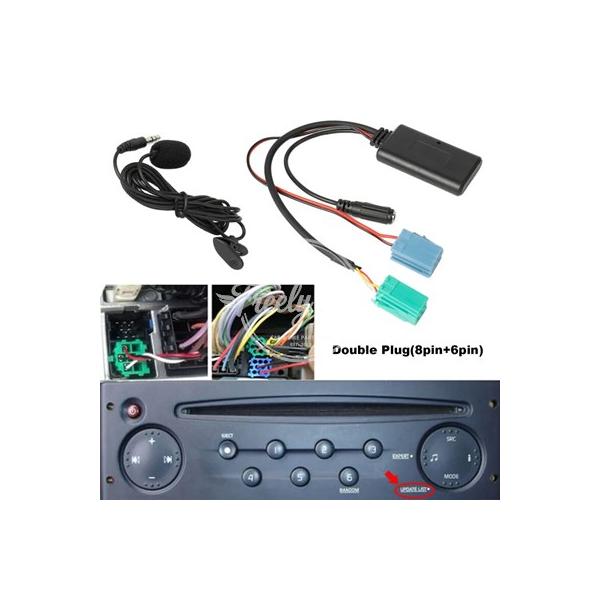 【並行輸入品】6ピン Bluetooth オーディオケーブル カーステレオ AUX-IN アダプター マイク付き ルノー クリオ/エスパス/メガーヌ 適合