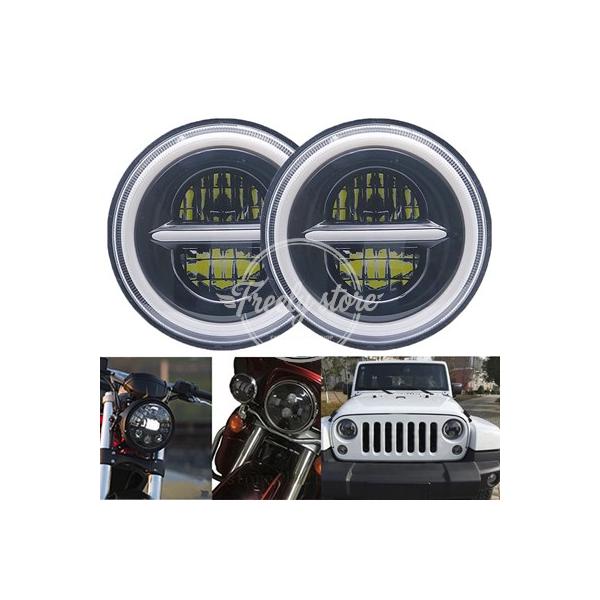 【並行輸入品】7 インチ LED ラウンドヘッドライト 50 ワットホンダ BMW バイク用 4x4 オフロード ラングラー 日産サファリ スズキサムライ用