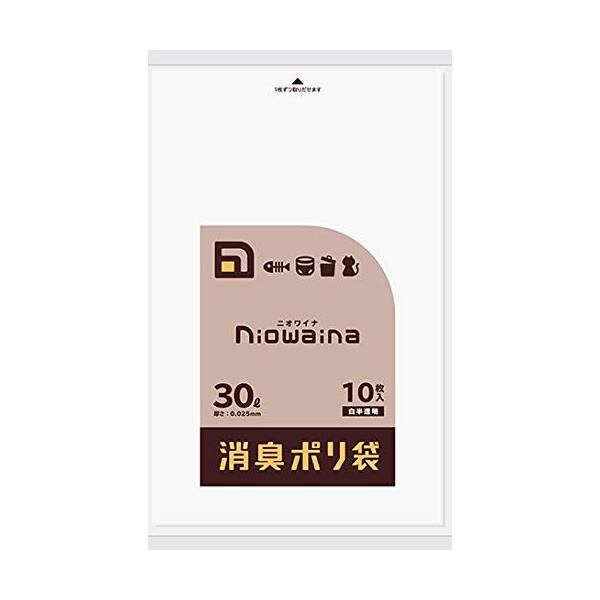 他サイト： 日本サニパック ニオワイナ 消臭ポリ袋 30L 白半透明 SS30 (10枚) ゴミ袋×4個の商品画像