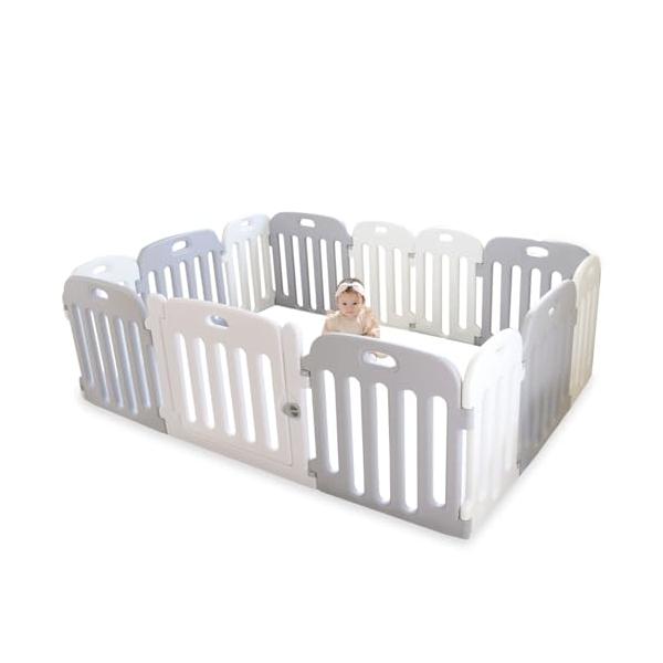 他サイト： (ケラッタ) ベビーサークル 赤ちゃん 組み立て簡単 形のアレンジ自在 ベビー 扉付き (200×140cm グレー×ホワイト)の商品画像