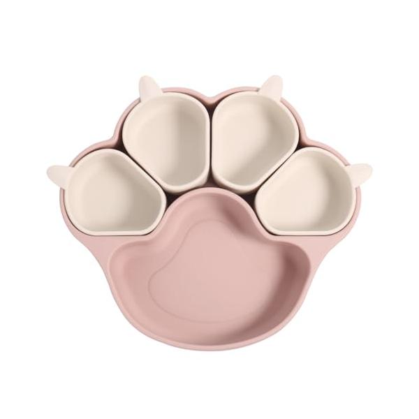 ベビープレート 猫の爪皿 シリコン吸盤食器 取り外し可能なプレート 子供用フードトレイ ベビー食事プレート 3〜6歳以上の子供に適しています (