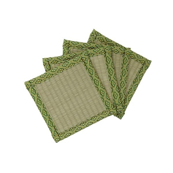 クラシックグリーン/約16×16cm 4枚組/144001020・パッケージ個数:1・組成 表面：い草100% 双目織　中材：い草100%　裏面：い草100%　縁：ポリオレフィン系複合樹脂 四方縁・生産国 中国・備考 抗カビ・座卓・テーブル...