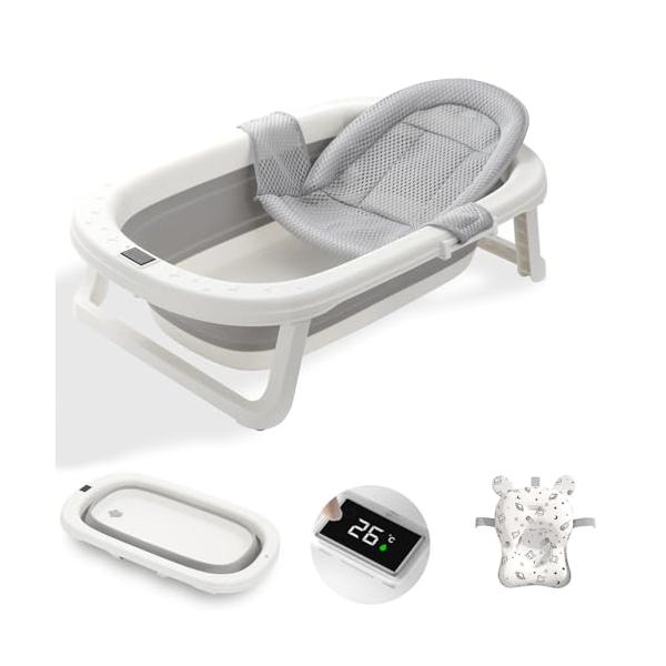 グレー/-/-・Color:グレー・「安全・高品質な素材」：こちらのベビーバスは赤ちゃんの肌に優しい高品質のTPEとPP素材を採用しております。安全性、耐温性、耐腐食性などに優れています。無毒無害だけでなく、何度折りたたんでも破損しません。...