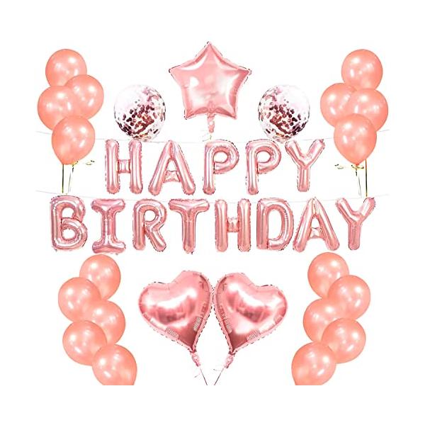 他サイト： Partydaローズゴールド風船キット 誕生日 バルーン飾り付け バルーン アルミ風船 HAPPY BIRTHDAY ハッピー バースデー 文字の商品画像
