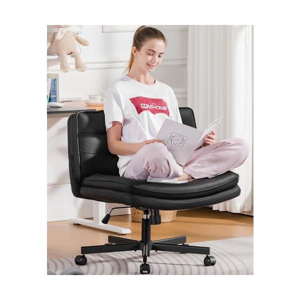 COMHOMA デスクチェア あぐら ソファチェア オフィスチェア ブラック