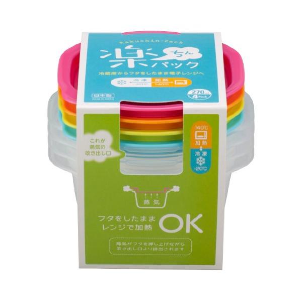 他サイト： イノマタ化学 4個セット ごはん1膳用 270ml 蓋をしたままレンジ可能 日本製 カラフル 電子レンジ容器 楽ちんパック IN98008の商品画像