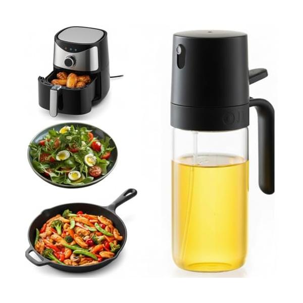 2025年夏新型・新色オイルスプレー ノンフライヤー 料理用 ボトル 油スプレー オイルポット 液だれしない ガラス製 ブラック