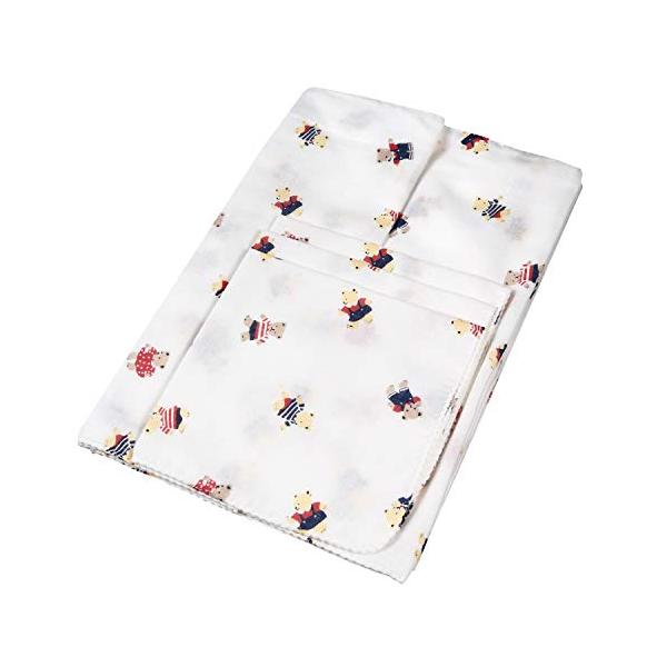 他サイト： イサム商会 綿100% 日本製 ガーゼ入浴6点セット (バスタオル1枚、入浴タオル2枚、ガーゼハンカチ3枚) ベアー柄の商品画像