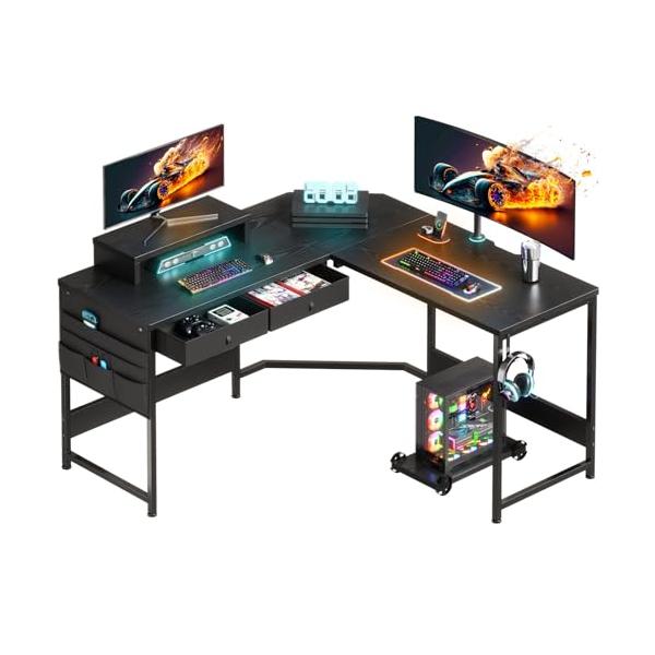 ?典的黒い/125D x 125W x 74 cm/-・Color:黒い・様々なシーンで大活躍L字ゲーミングデスクは部屋の隅を最大限に活用でき、家庭でもオフィスでも日常作業に十分なスペースを確保できます。こちらのコーナーデスクは実用性が高く...