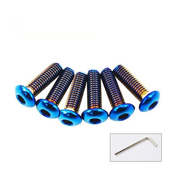 PQYRACING 高性能 ステアリングホイール用 皿ボルト 6本セット チタンカラー 六角レンチ付 5M×19mm タイプ1