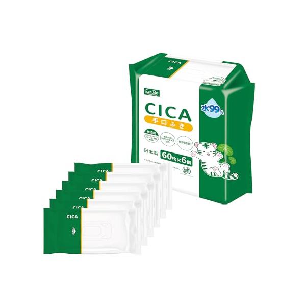 他サイト： レック(LEC) CICA ウエットティシュ 手口ふき 60枚?6個(360枚) 整肌成分 ツボクサエキス 配合 純水99% 低刺激 日本製の商品画像