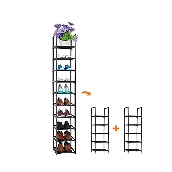 組み立て式ブラック/10段/-・Color:ブラックSize:10段・シューズラック 丈夫でしっかりとしているこの靴ラックは塗装を施した上質な鉄棒と防水ラミネート加工不織布が使われています。(1)シューズラック 鋼管-直径13mmのプラスチ...