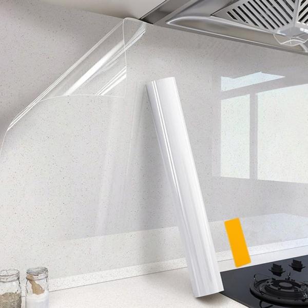 無色 (Mushoku)/幅60cm×長さ3m/-・Size:幅60cm×長さ3m・サイズ約幅60cm×長さ3m 厚さ:0.13mm 材質：pp・静電気吸着静電気吸着キッチン透明保護シートは、接着剤を使用せずに壁やタイルに自動的に吸着できま...