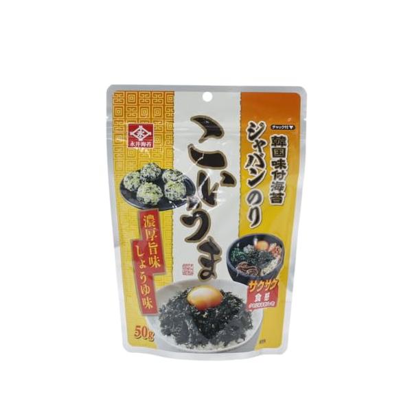 原材料：乾のり(韓国産)、トウモロコシ油、菜種油、旨味?油シーズニング(砂糖、粉末?油、ブドウ糖、その他)、ごま、調味塩/調味料(アミノ酸等)、香料、酸化防止剤(ローズマリー抽出物、チャ抽出物)、甘味料(アスパルテーム・L-フェニルアラニン...