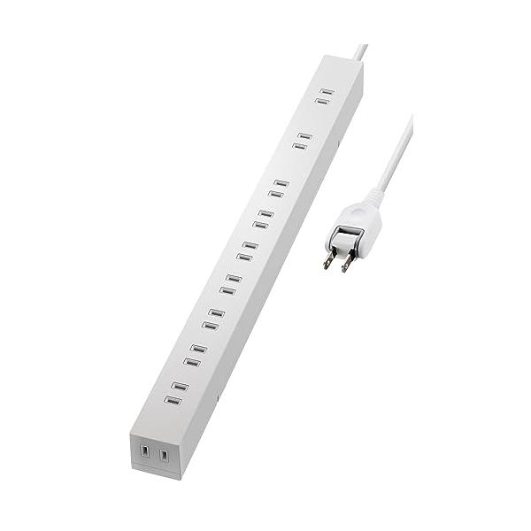 エレコム 電源タップ 雷ガード 10個口 1m ほこりシャッター  固定 ・吊下可能な回転パーツ付き ホワイト ECT-0101WH