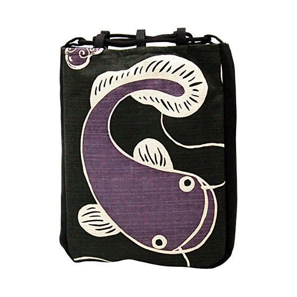 信玄袋ブラック/約18×H25×マチ3cm/86665・PatternName:鯰・パッケージ個数:1・サイズ:約18×高さ25×底マチ3cm・重量:約125g