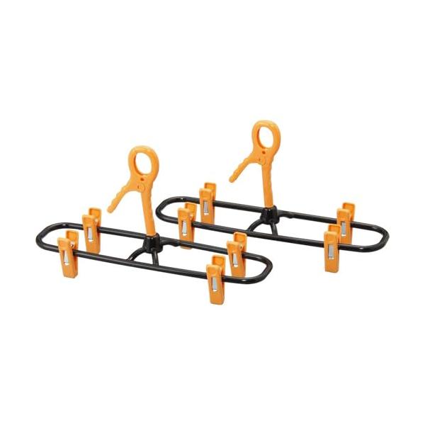 サワフジ 洗濯物干し ジーパンハンガー ブラック/オレンジ 幅360mm ピンチ4個付 2本組 GP-36
