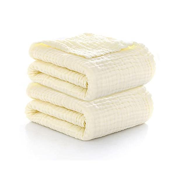 シンプルイエロー/ワンサイズ/-・Color:イエロー・サイズ：110x110CM（洗濯すると多少縮む場合があります）、重さ：250ｇ/枚、規格：２枚組・ふんわり6重ガーゼ綿で作られています。ガーゼは通気性が良く、夏は涼しく冬は暖かいのが特...